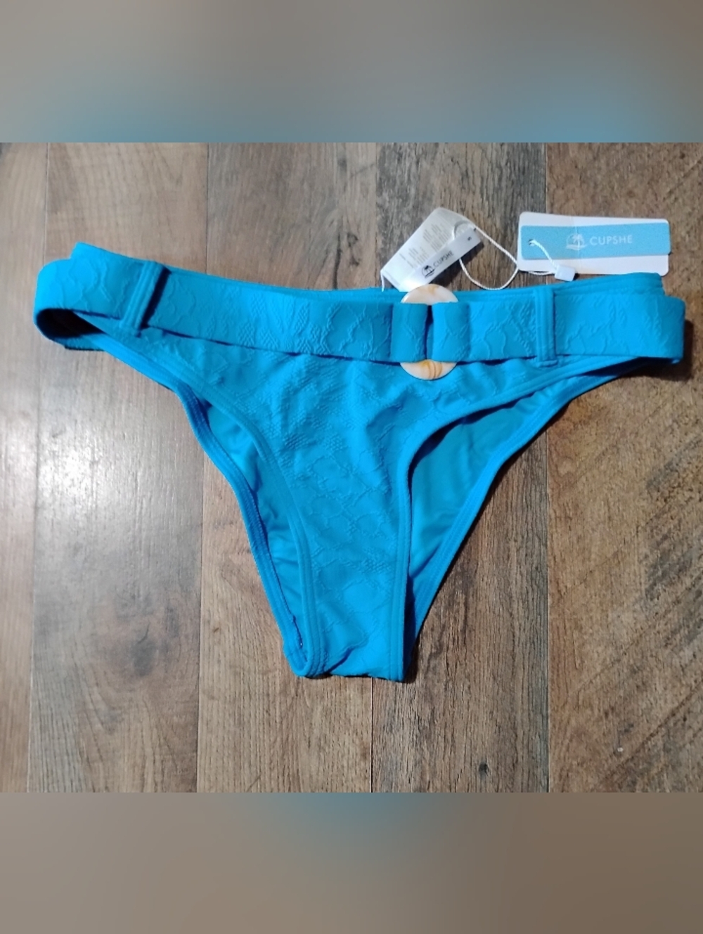 Cupshe NWT Bright Turquoise Bikini Bottom with Belt Accent Women's Size: S